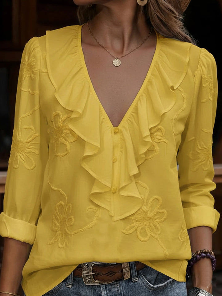 Lila™ | V-Neck Long Sleeve Top
