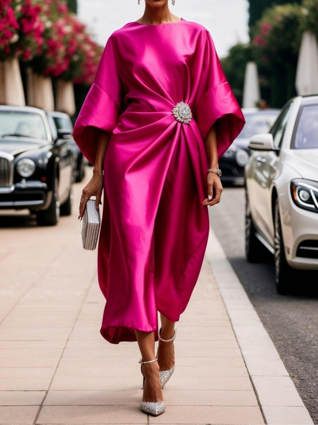 Elena™ | Shimmer Satin Long Dress
