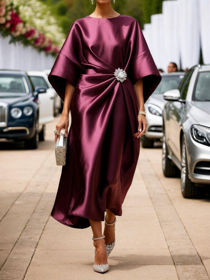 Elena™ | Shimmer Satin Long Dress
