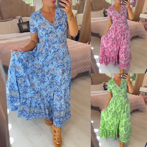 Wibia™ | Floral Print V-Neck Dress