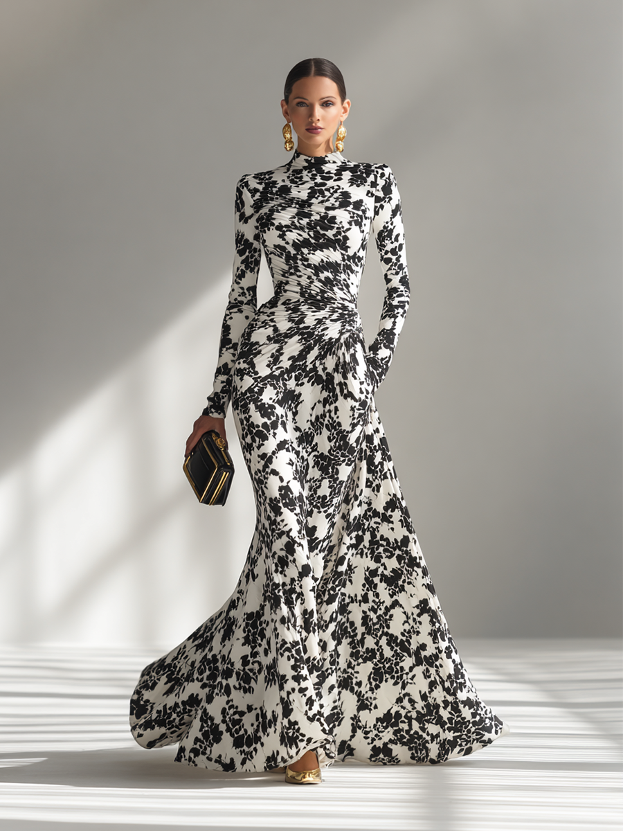Rachel™ | Patterned Stretch Wrap Dress