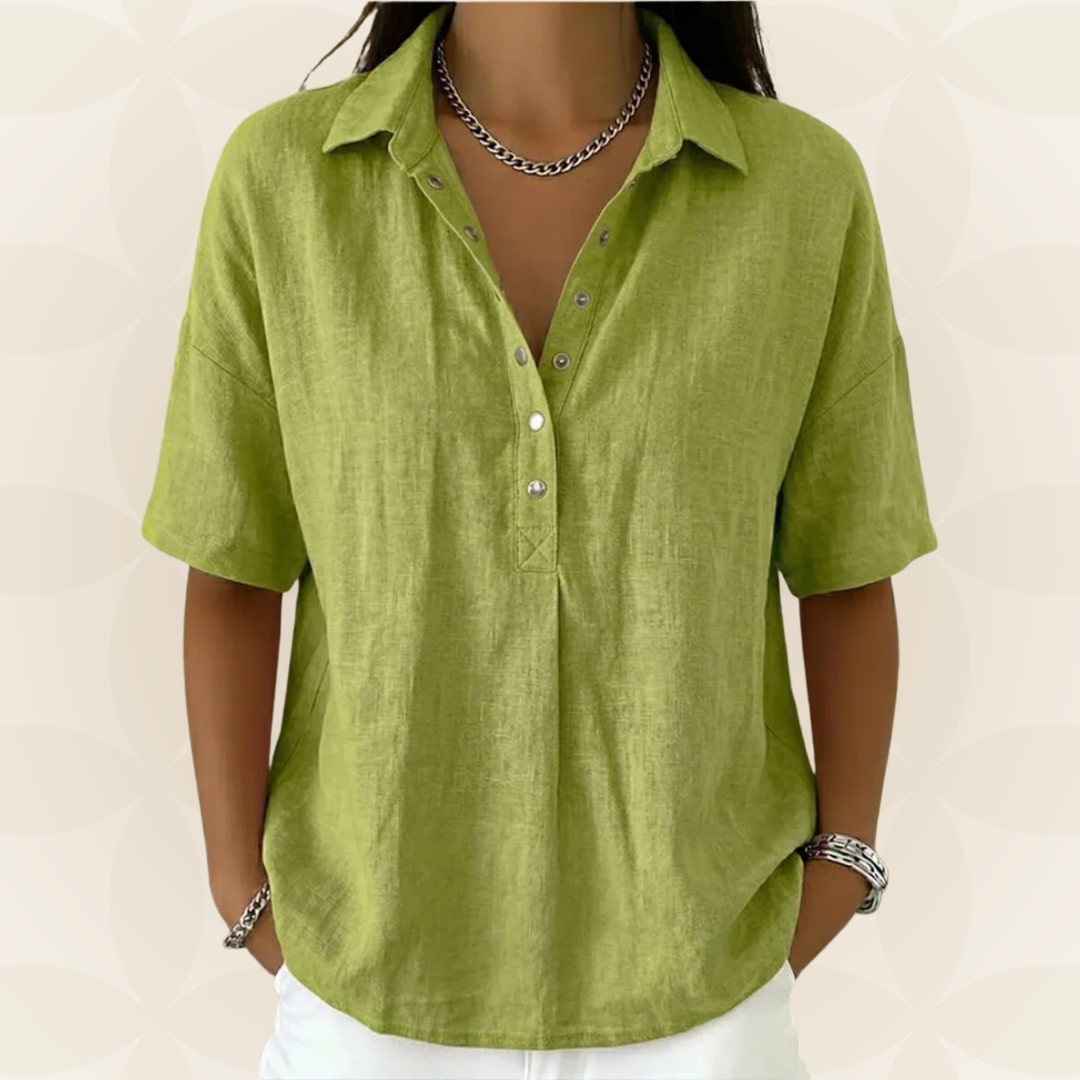 Sonja – Collared Blouse with Button Detail