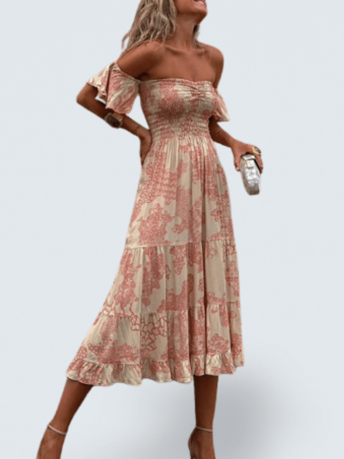 Renee™ | Off Shoulder Midi Dress