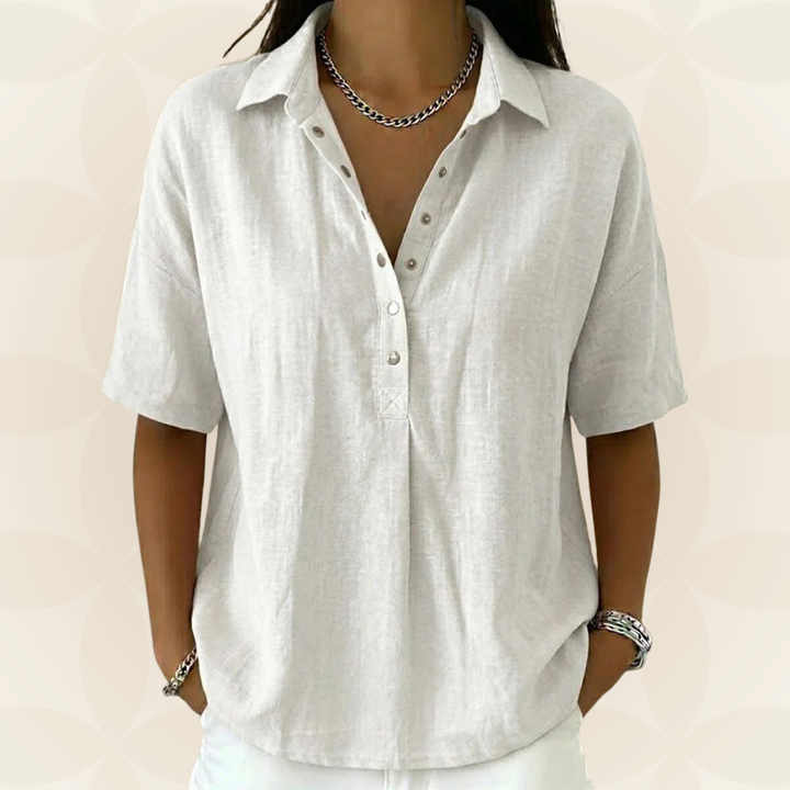 Sonja – Collared Blouse with Button Detail