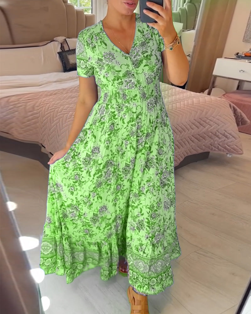 Wibia™ | Floral Print V-Neck Dress