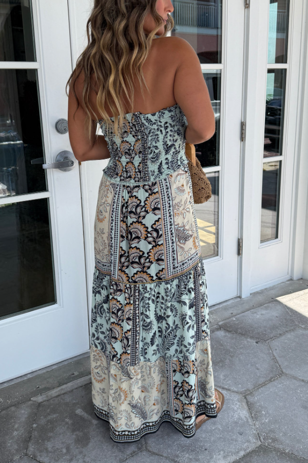 Lila™ | Boho Tile Print Maxi Dress