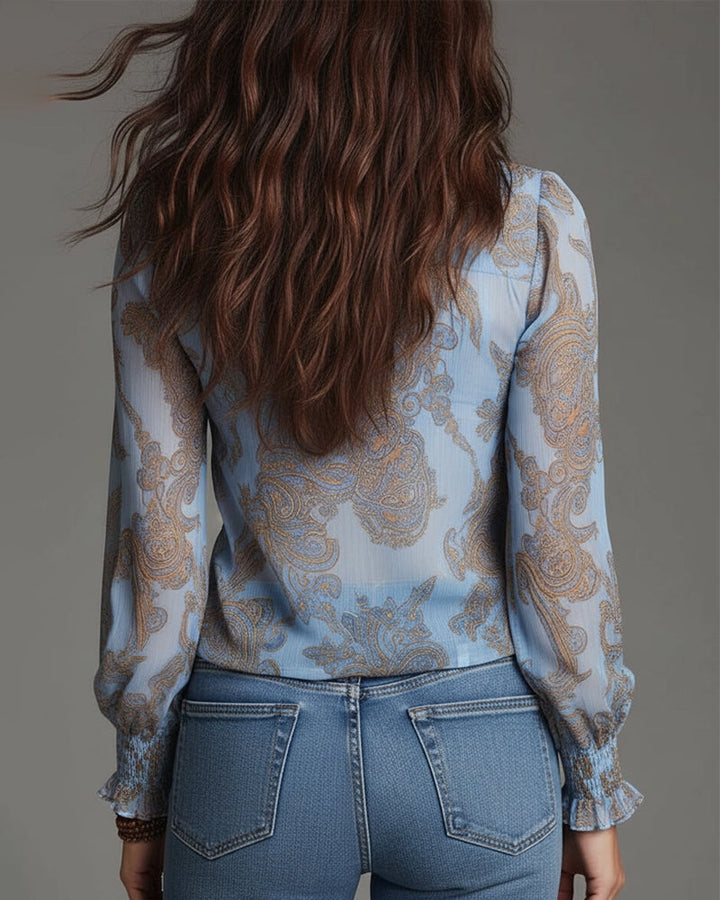 Jasmine™ | V-Neck Ruffle Sleeve Blouse