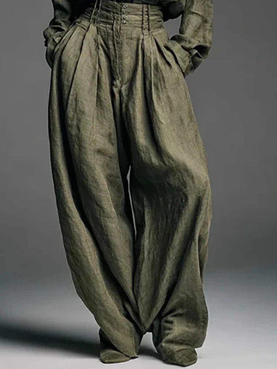 Maya™ | Linen Blend Shirt And High-Waist Wide-Leg Pants Set