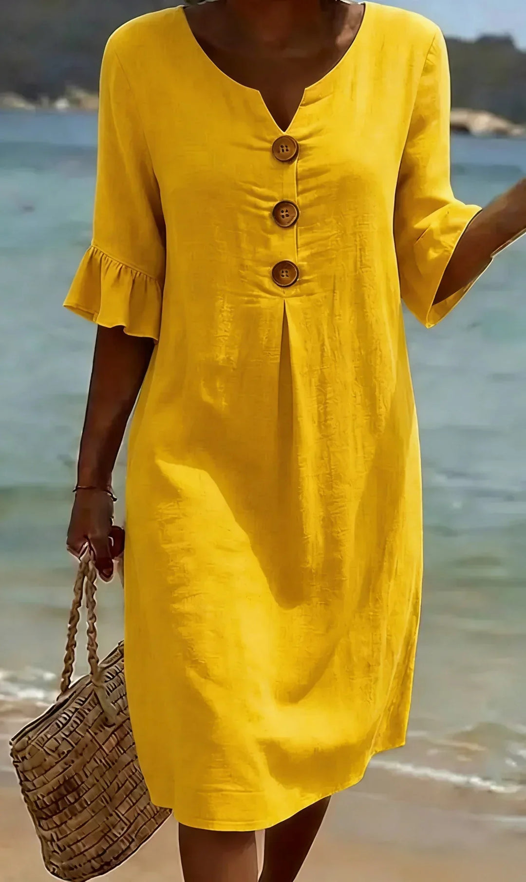 Vanessa™ | Linen Dress With Puff Sleeves