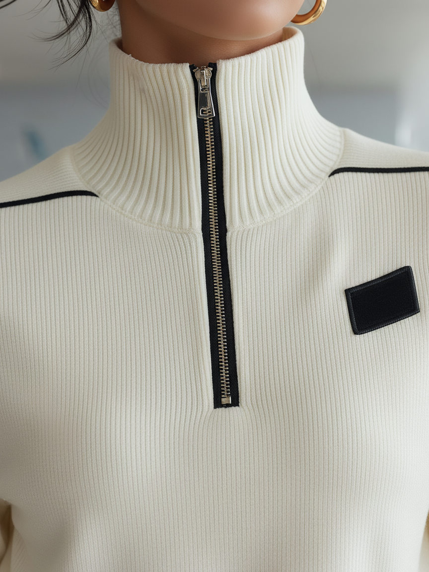 Jessica™ | Ribbed Trim Zipper Turtleneck Set