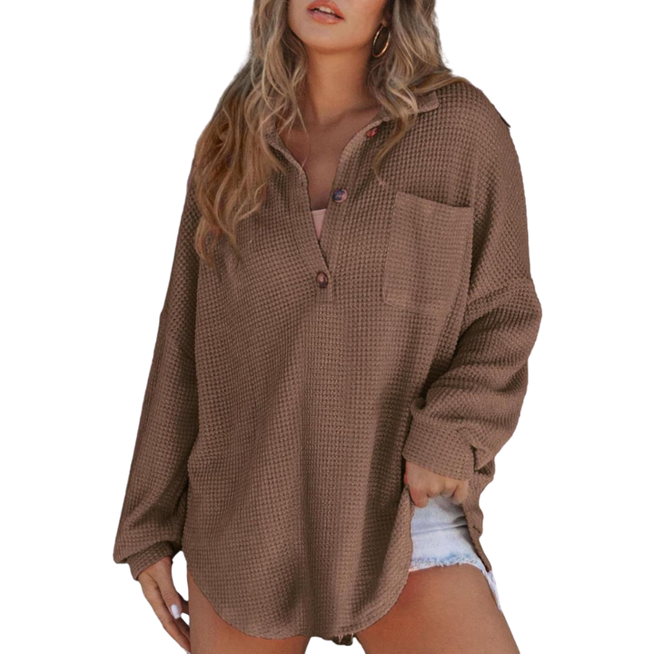 Laura™ | Lightweight Button V Neck Tunic Blouse