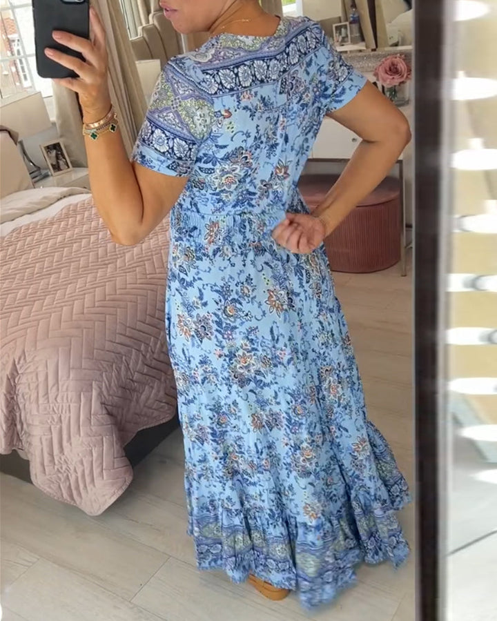 Wibia™ | Floral Print V-Neck Dress