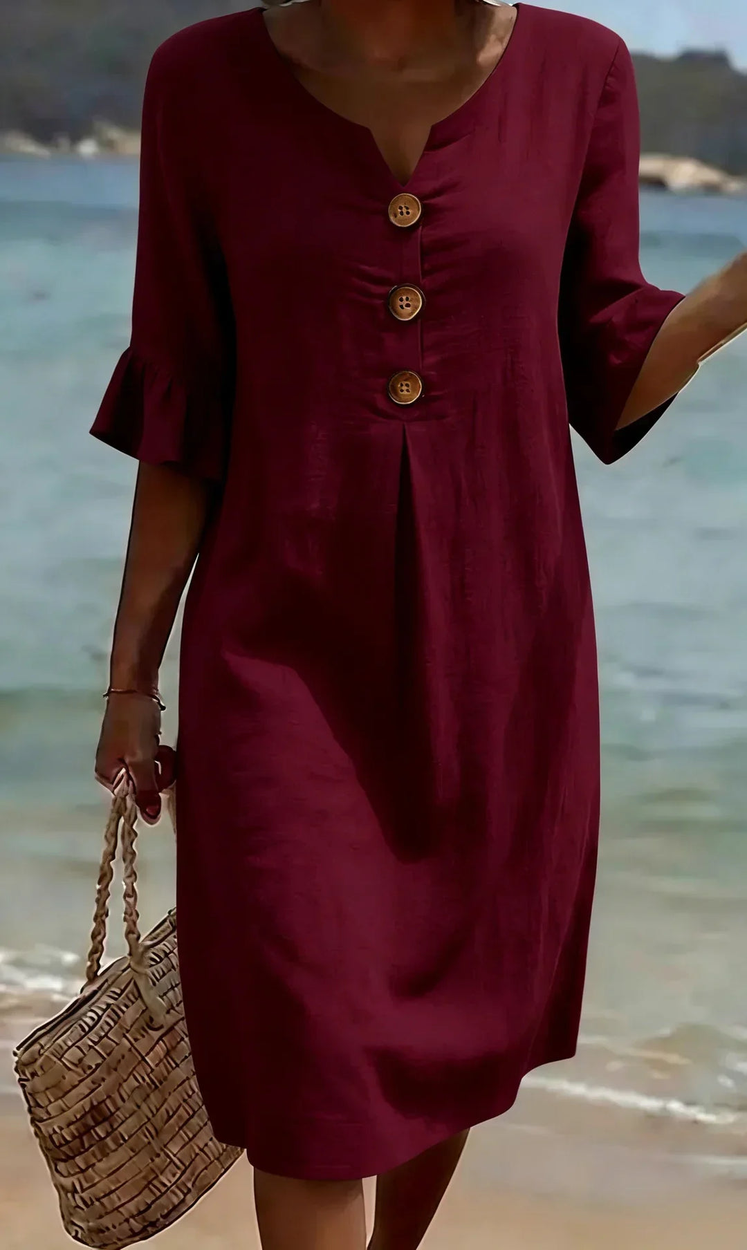 Vanessa™ | Linen Dress With Puff Sleeves