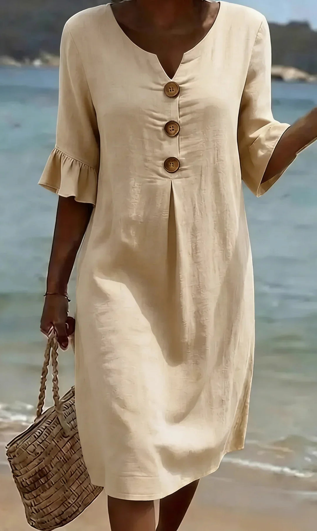 Vanessa™ | Linen Dress With Puff Sleeves