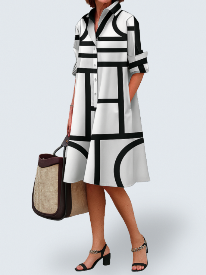 Jessica™ | Geometric Print Shirt Dress