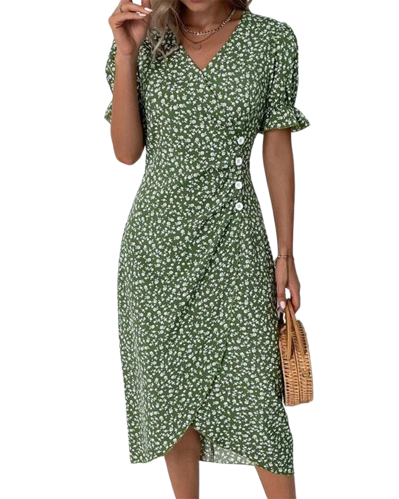 Chloe™ | Floral V-Neck Dress