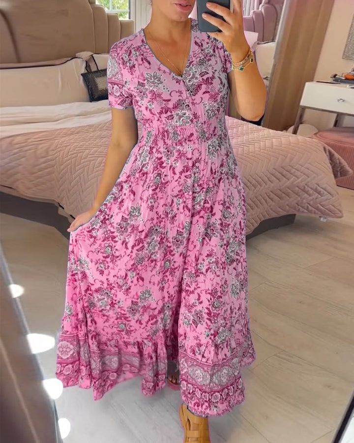 Wibia™ | Floral Print V-Neck Dress