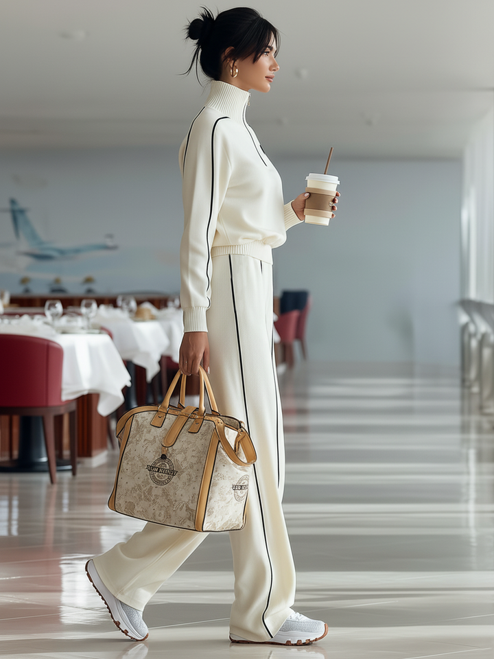 Jessica™ | Ribbed Trim Zipper Turtleneck Set