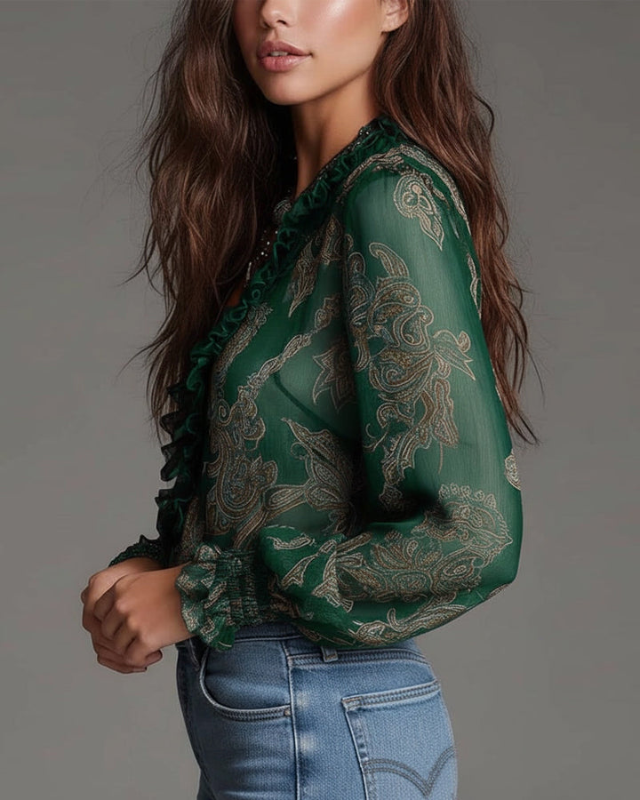 Jasmine™ | V-Neck Ruffle Sleeve Blouse