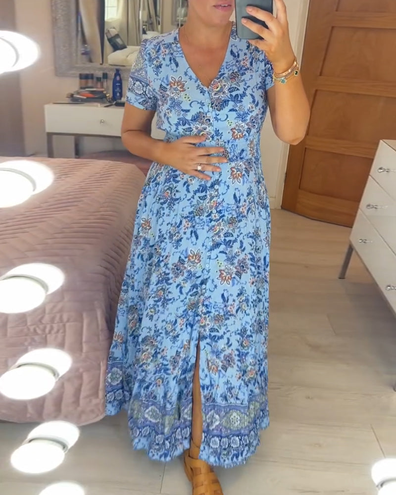 Wibia™ | Floral Print V-Neck Dress