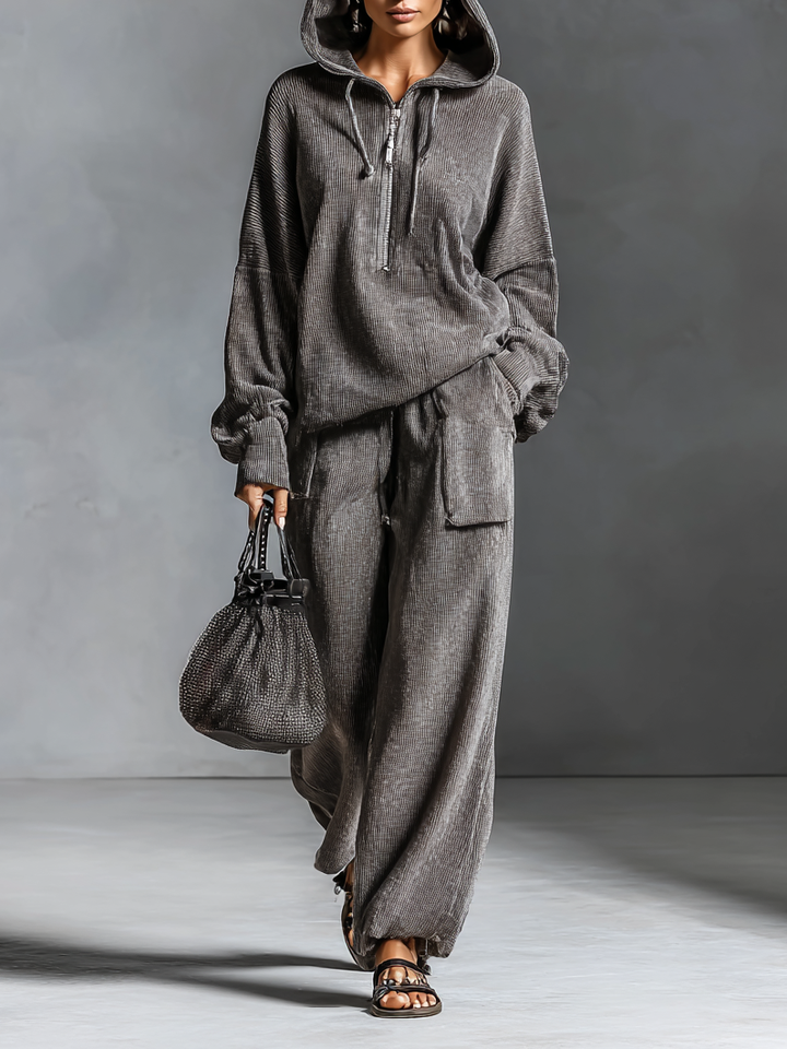 Emily™ | Casual Corduroy Hooded Sweatshirt And Pants Set