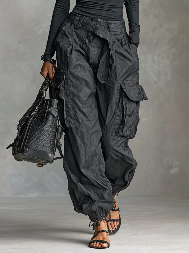 Jessica™ | Square Neck Long Sleeve T-Shirt And Cargo Pants Set