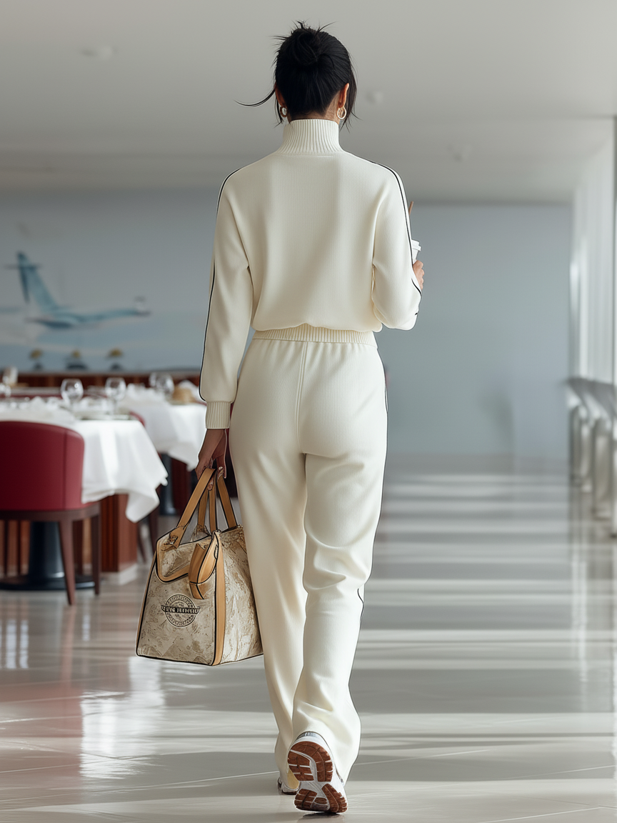 Jessica™ | Ribbed Trim Zipper Turtleneck Set