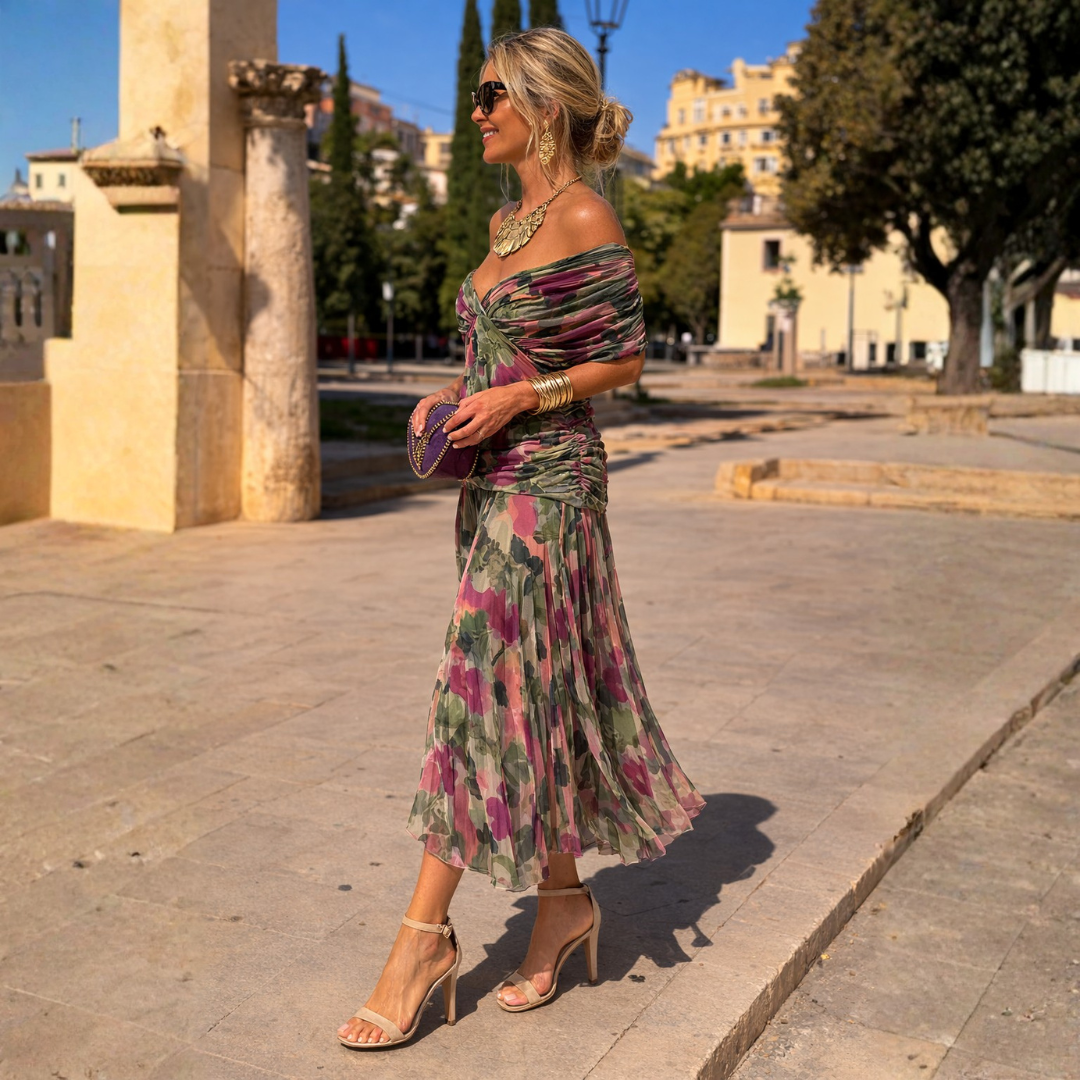 Charlotte™ | Long Off-Shoulder Chiffon Dress