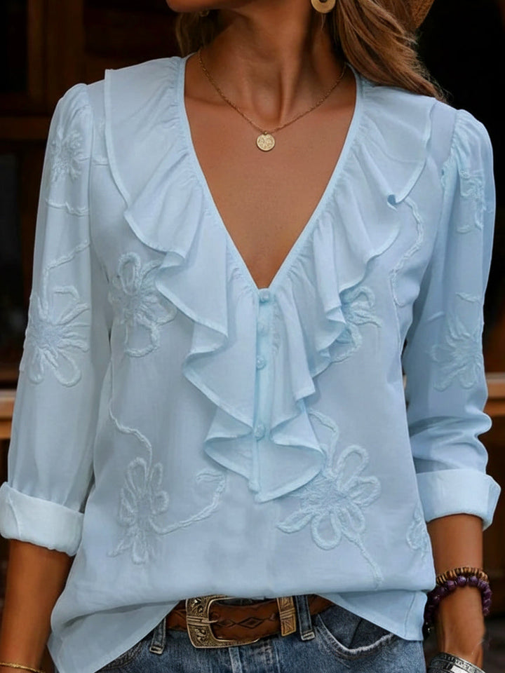 Lila™ | V-Neck Long Sleeve Top