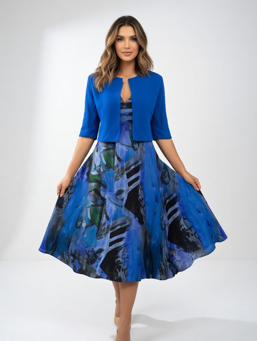 Lisa™ | Elegant Midi Dress with Knit Bolero