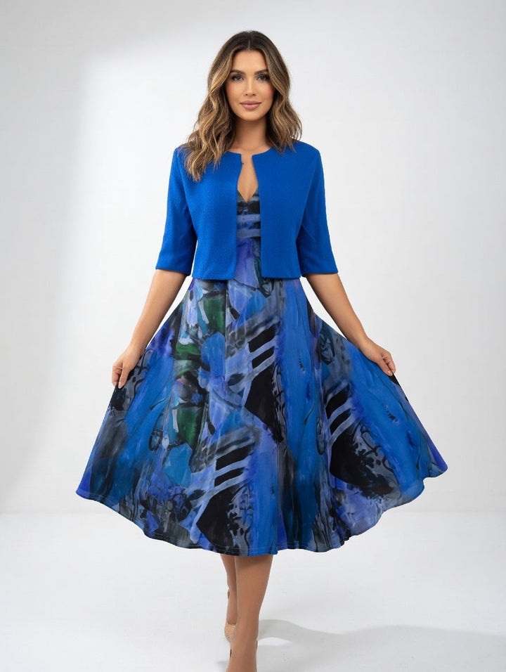 Lisa™ | Elegant Midi Dress with Knit Bolero