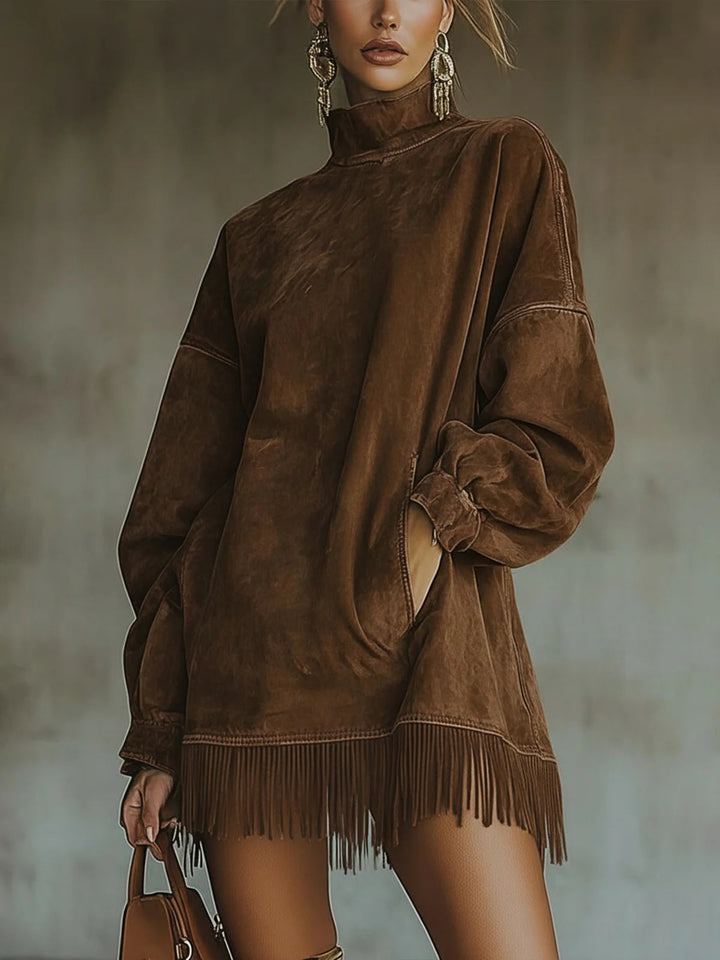 Emily™ | Faux Suede Turtleneck Dress