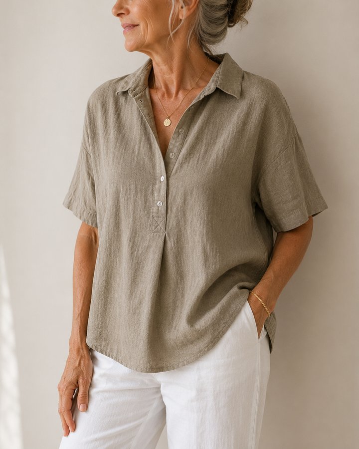 Sonja – Collared Blouse with Button Detail
