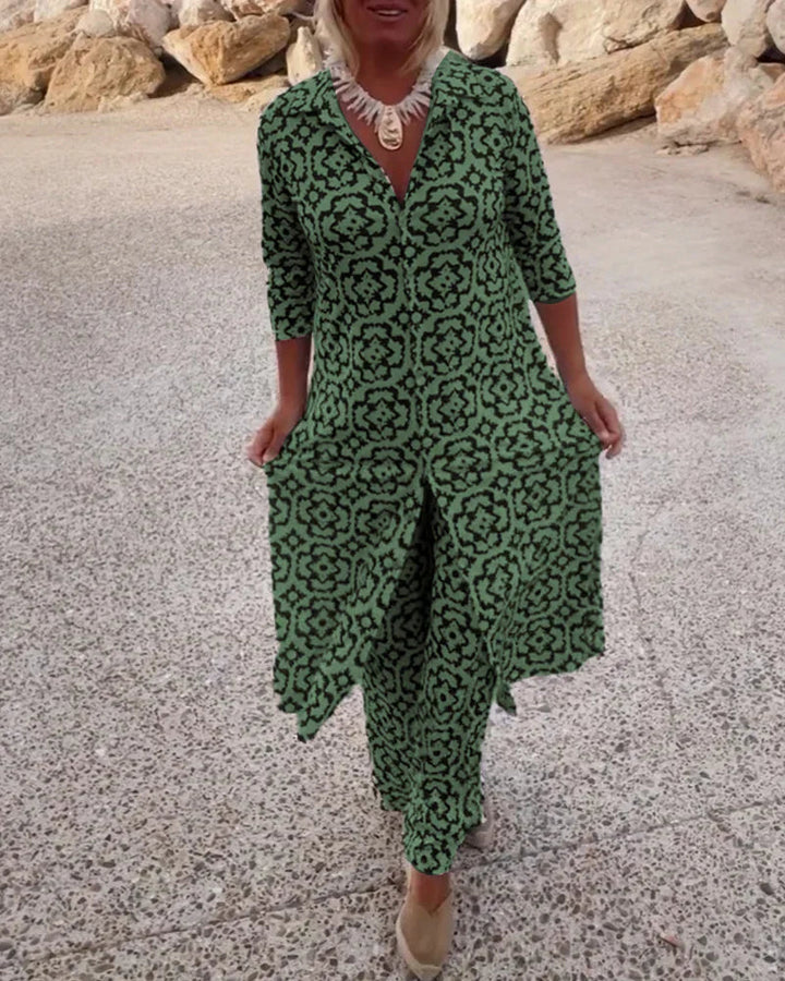 Laura | Button-Front Printed Set