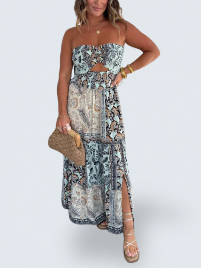 Lila™ | Boho Tile Print Maxi Dress