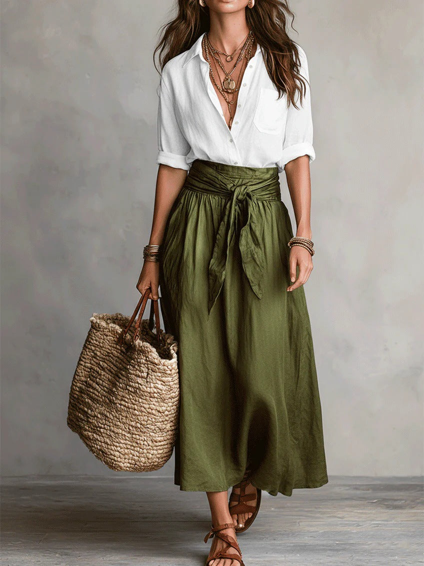 RIVER | Two-Piece Set:Top and Midi Skirt