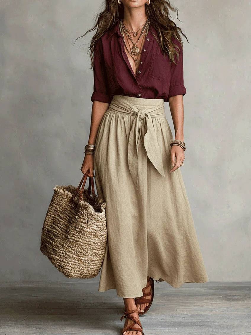 RIVER | Two-Piece Set:Top and Midi Skirt