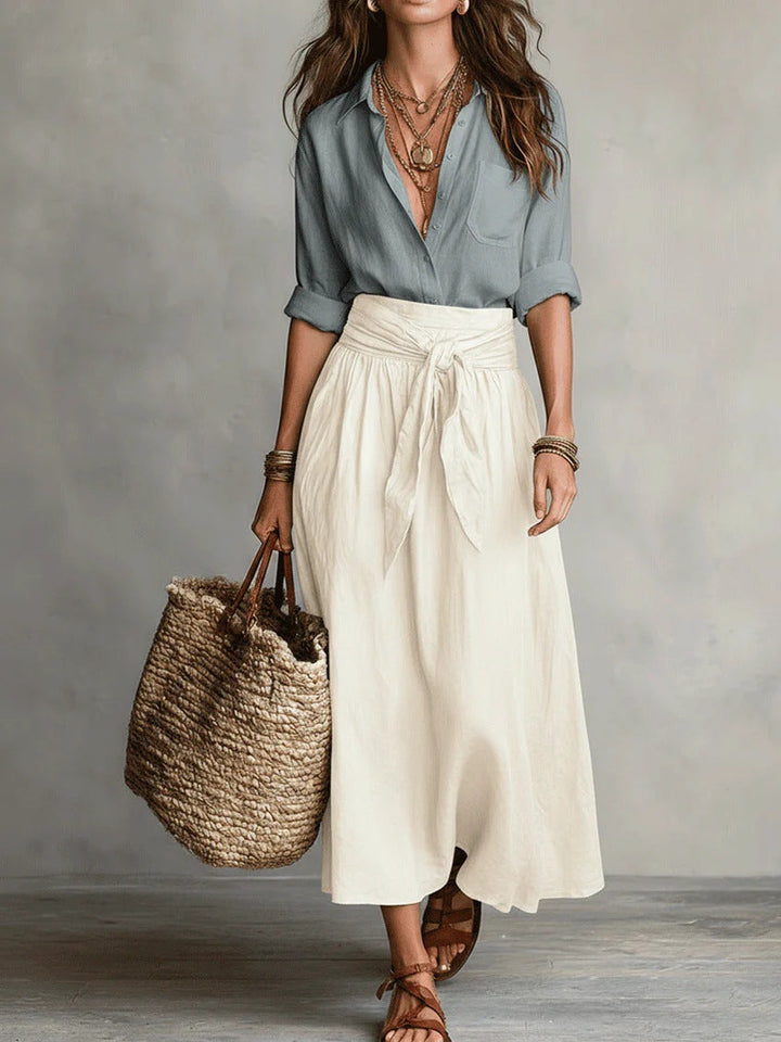 RIVER | Two-Piece Set:Top and Midi Skirt