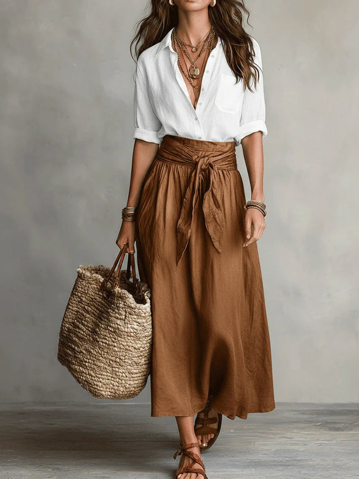 RIVER | Two-Piece Set:Top and Midi Skirt