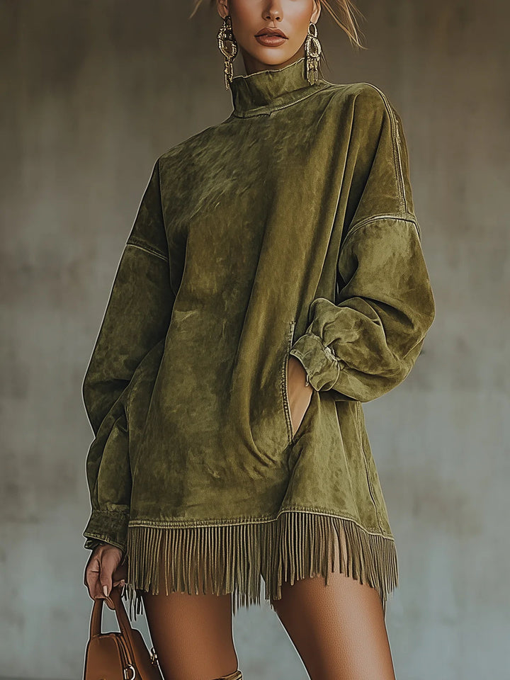 Emily™ | Faux Suede Turtleneck Dress
