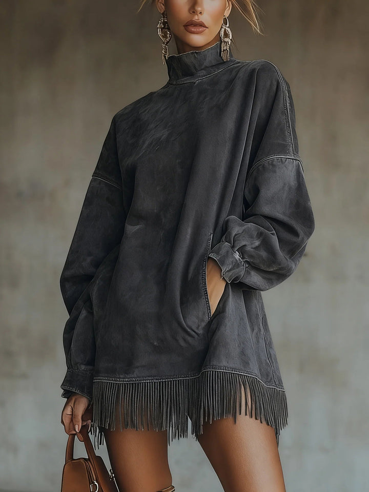Emily™ | Faux Suede Turtleneck Dress