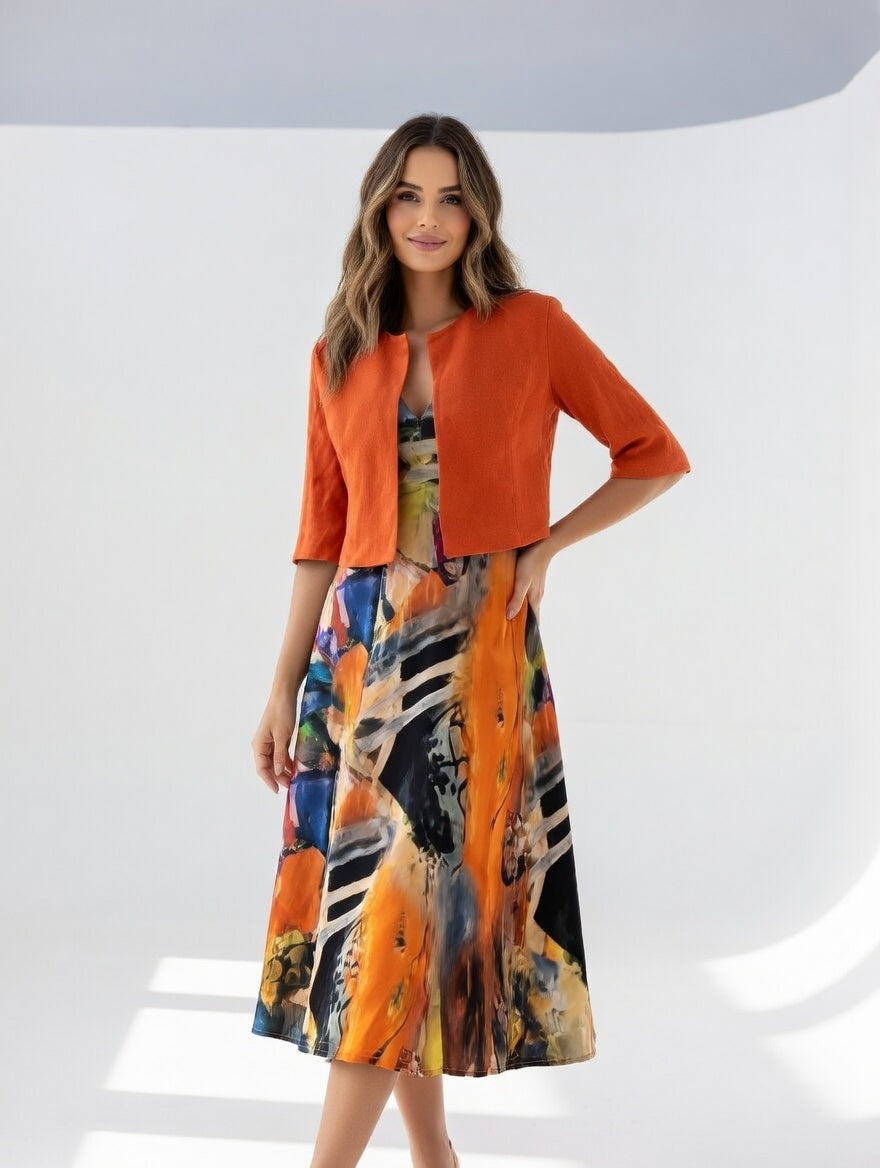 Lisa™ | Elegant Midi Dress with Knit Bolero