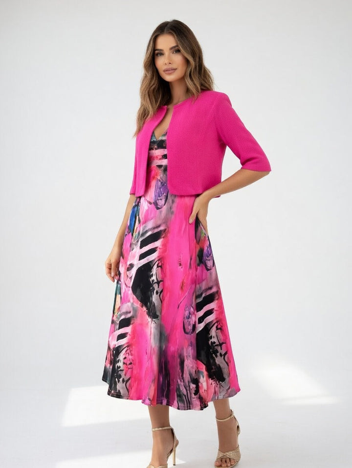 Lisa™ | Elegant Midi Dress with Knit Bolero
