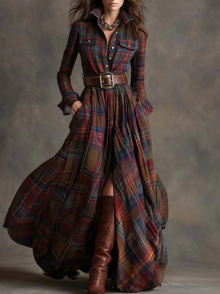 Beatrice™ | Retro Checkered Maxi Dress