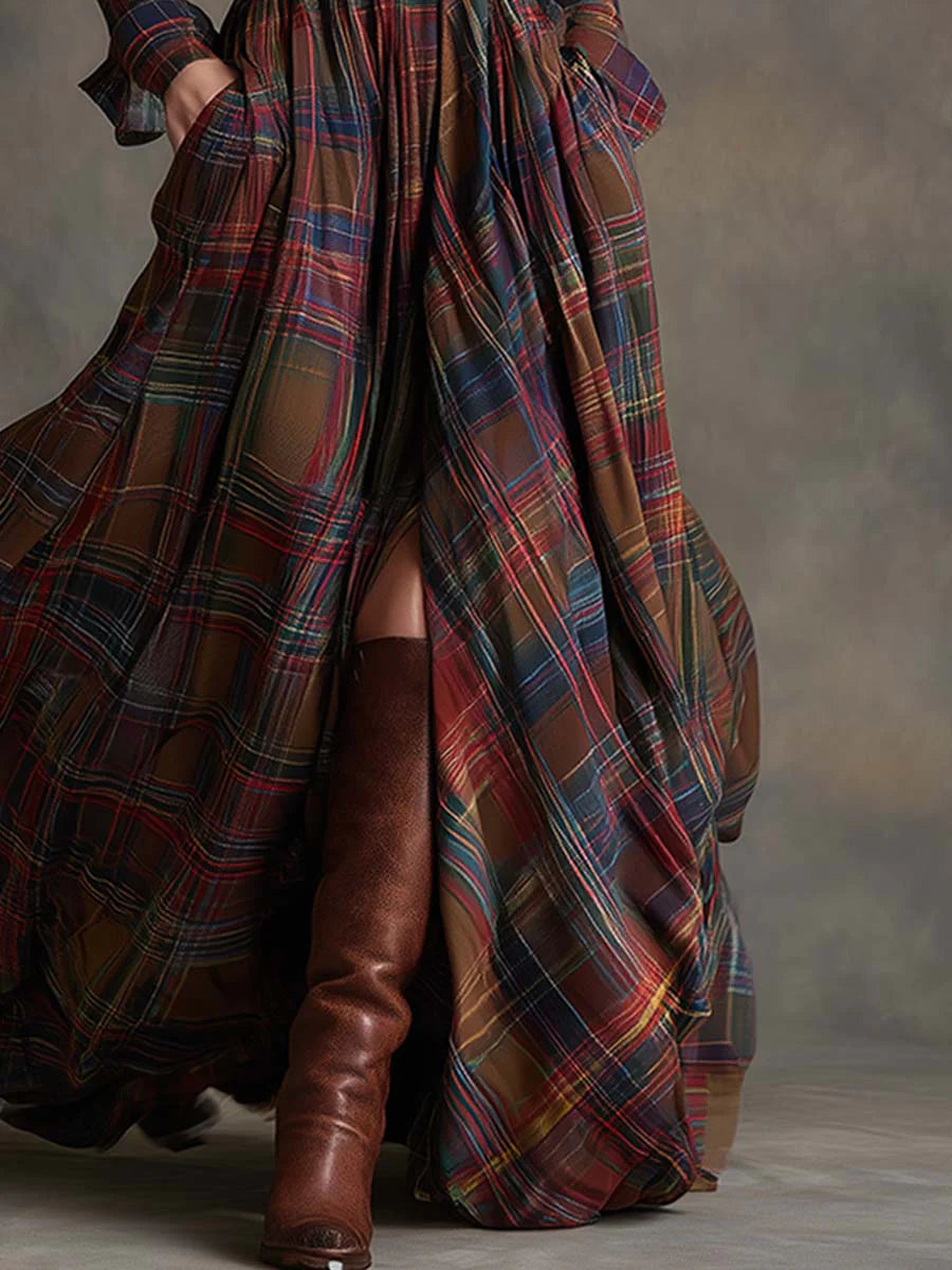 Beatrice™ | Retro Checkered Maxi Dress
