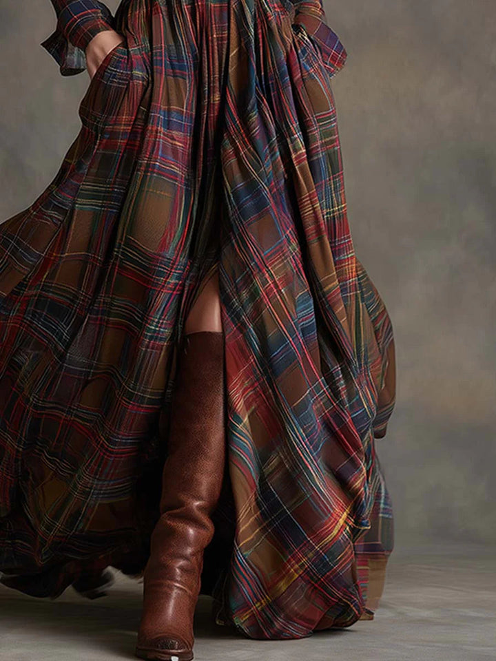 Beatrice™ | Retro Checkered Maxi Dress