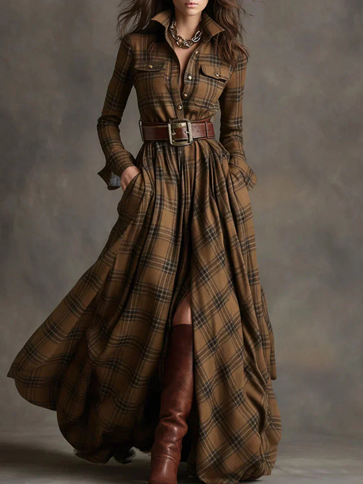 Beatrice™ | Retro Checkered Maxi Dress