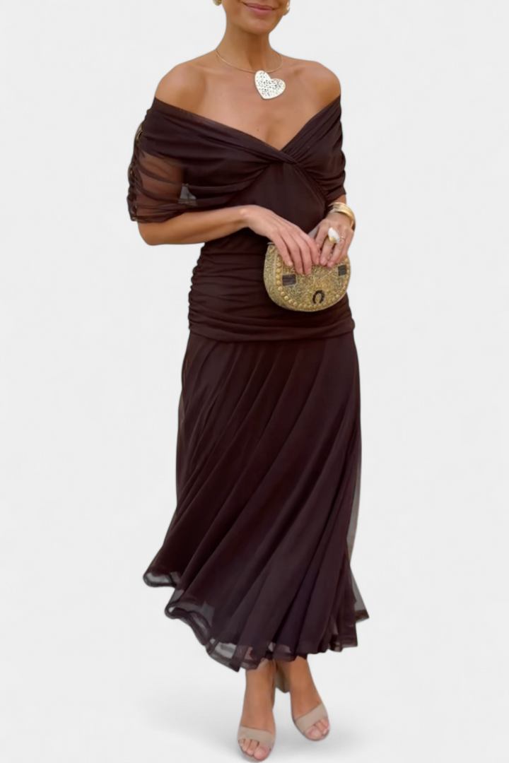 Ava™ | Long Floral V Neck Dress