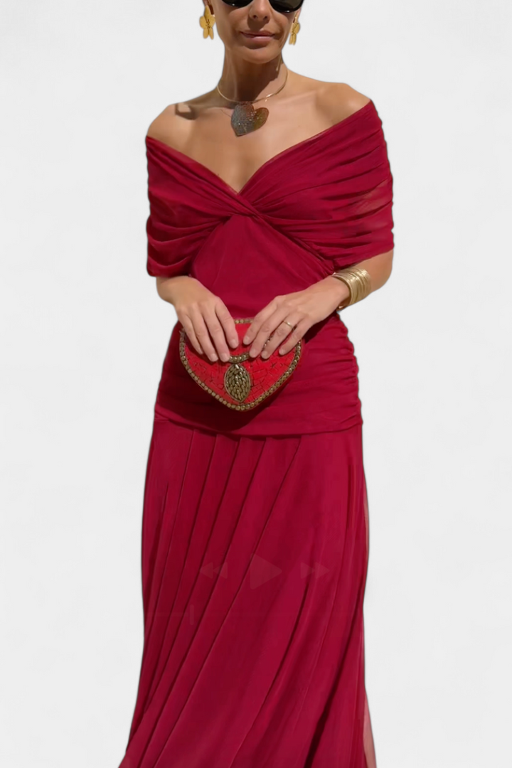 Ava™ | Long Floral V Neck Dress
