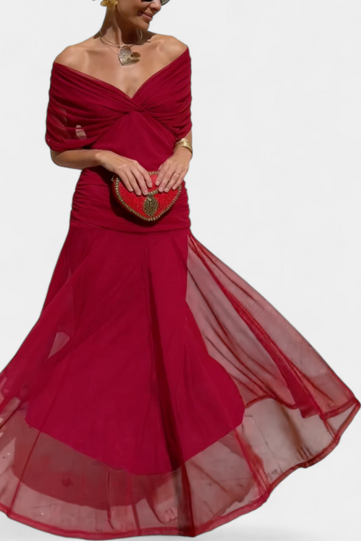 Ava™ | Long Floral V Neck Dress